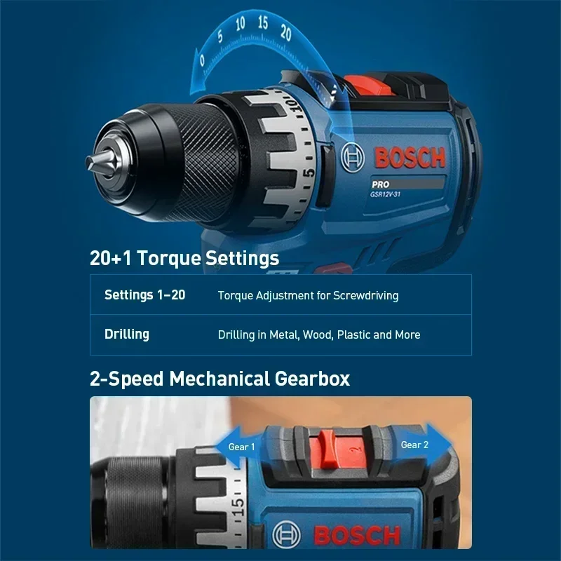 BOSCH GSR12V-31 Cordless Elect - đánh giá và giá Cordless Drill Driver