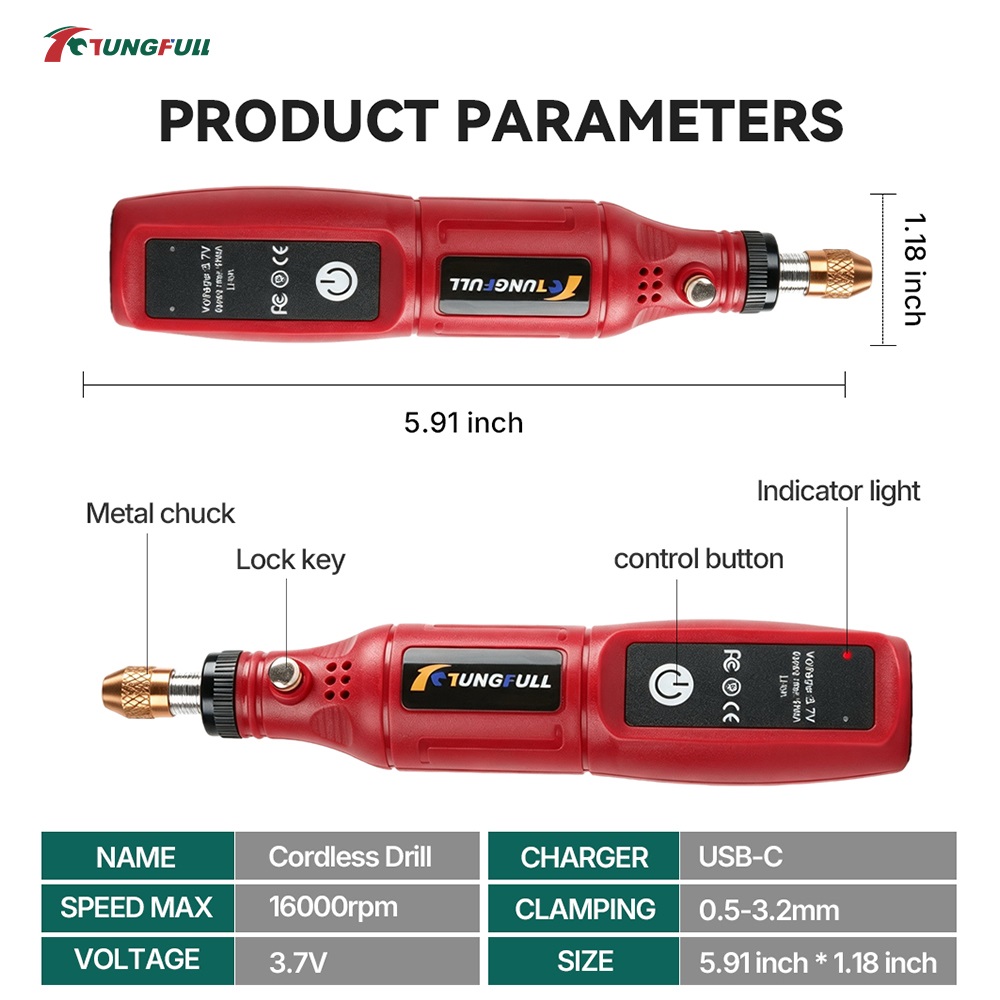 TUNGFULL 3.7V Cordless Rotary  - đánh giá và giá Power Tools And Hand Tools